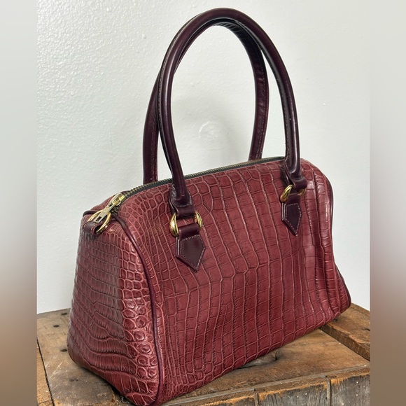 Crocodile handbag Der Dau Custom in Burgundy purse Equestrian - Picture 10 of 11